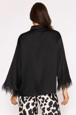 Feather Cuff Shirt In Black -Fashion Clothing Accessories Store carraig donn 23aw feather cuff shirt 129823