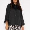 Feather Cuff Shirt In Black 1 Feather Cuff Shirt In Black -Fashion Clothing Accessories Store carraig donn 23aw feather cuff shirt 211410