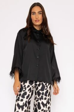 Feather Cuff Shirt In Black
