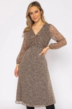 Wrap Front Midi Dress In Animal Print -Fashion Clothing Accessories Store carraig donn 23aw wrap front dress 128915