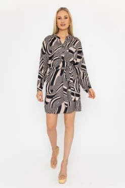 Mono Collarless Shirt Dress