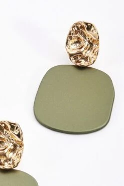 Textured Earrings In Gold & Green -Fashion Clothing Accessories Store carraig donn 24ss earring 745484
