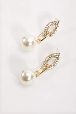 Pave Link Pearl Drop Earrings