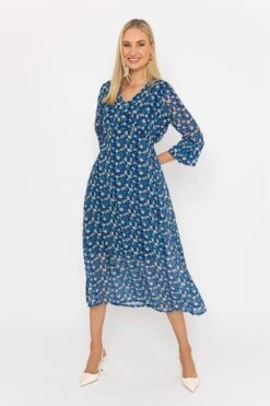 Kerry Midi Dress In Navy Print 8 Kerry Midi Dress In Navy Print -Fashion Clothing Accessories Store carraig donn 24ss kerry dress 277978