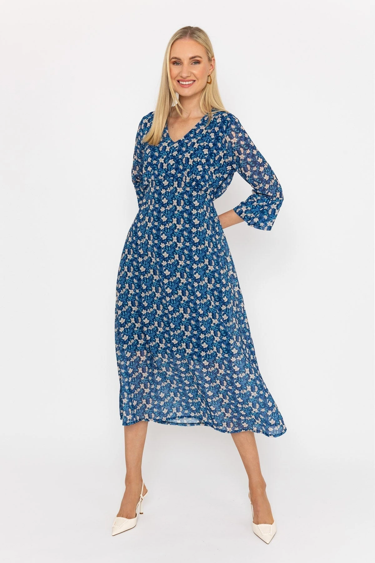 Kerry Midi Dress In Navy Print 5 Kerry Midi Dress In Navy Print - Image 3