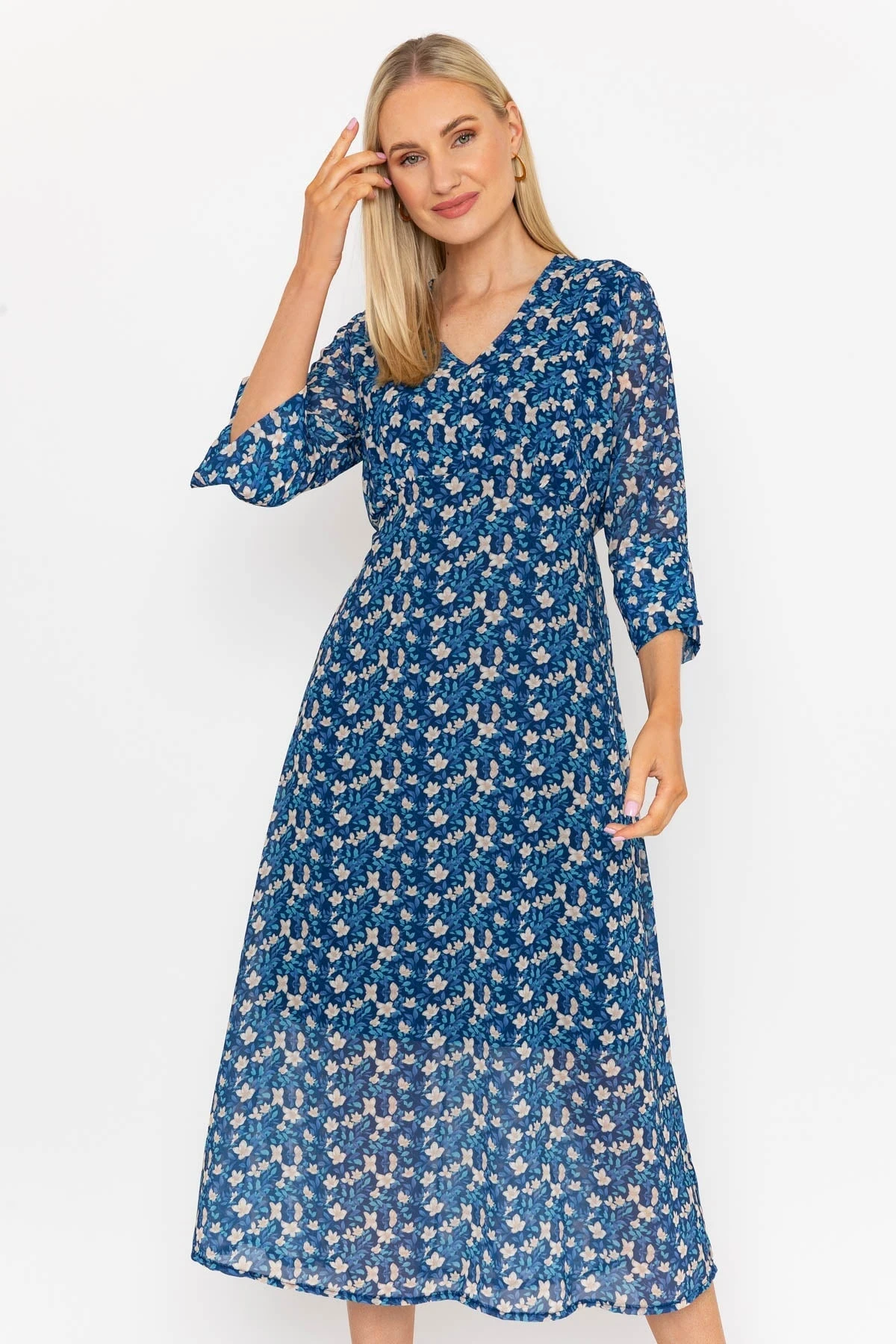 Kerry Midi Dress In Navy Print 3 Kerry Midi Dress In Navy Print