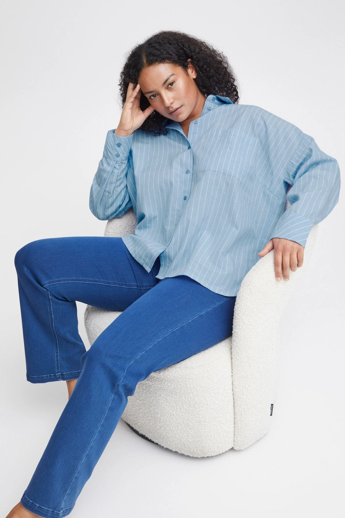 Blue Cotton Long Sleeve Shirt 5 Blue Cotton Long Sleeve Shirt - Image 3