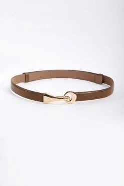 Adjustable Gold Clasp Belt In Brown