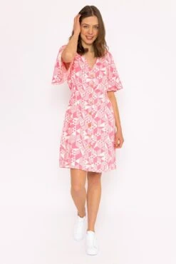 Ailbhe Knee Length Dress In Pink Print -Fashion Clothing Accessories Store carraig donn ailbhe knee length dress in pink print 378649