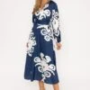 Alina Midi Dress In Navy Print -Fashion Clothing Accessories Store carraig donn alina midi dress in navy print 960610
