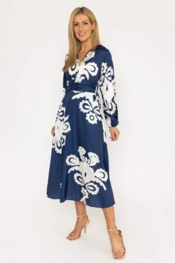 Alina Midi Dress In Navy Print