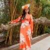 Alina Midi Dress In Orange Print