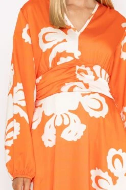 Alina Midi Dress In Orange Print -Fashion Clothing Accessories Store carraig donn alina midi dress in orange print 862392
