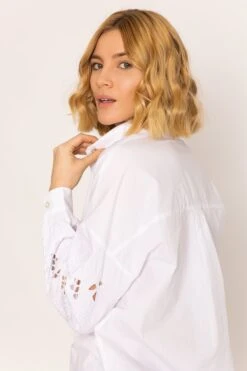 Anglaise Sleeve Blouse In White -Fashion Clothing Accessories Store carraig donn anglaise sleeve blouse in white 102078