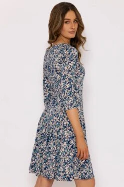 Aoife Dress In Navy Print -Fashion Clothing Accessories Store carraig donn aoife dress in navy print 362818