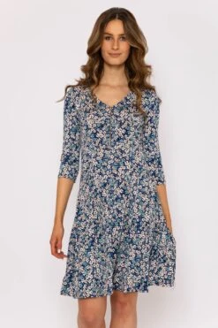 Aoife Dress In Navy Print -Fashion Clothing Accessories Store carraig donn aoife dress in navy print 494568