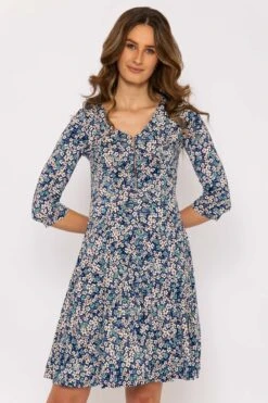 Aoife Dress In Navy Print