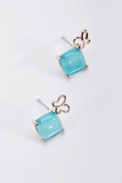 Aqua Stone Butterfly Earrings