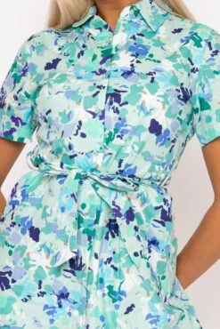 Aurora Blue Printed Shirt Dress 12 Aurora Blue Printed Shirt Dress -Fashion Clothing Accessories Store carraig donn aurora blue printed shirt dress 469344