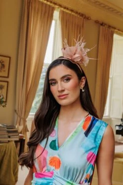 Baby Pink Feather Flower Fascinator