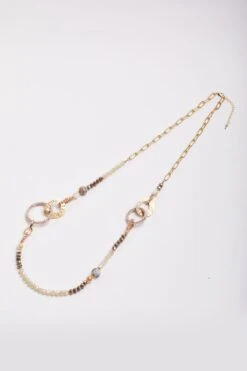 Beaded Gold Link Necklace