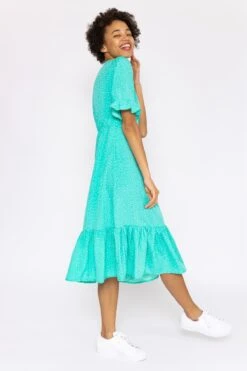 Betty Midi Dress In Aqua Print -Fashion Clothing Accessories Store carraig donn betty midi dress in aqua print 143276