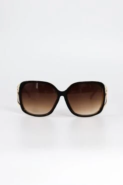 Black And Brown Contrast Arm Sunglasses