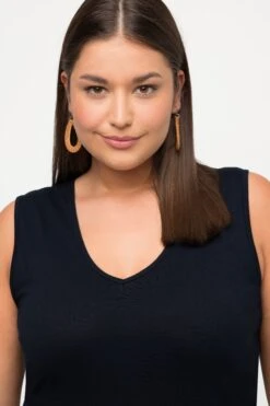 Ulla Popken Navy Sleeveless Midi Dress -Fashion Clothing Accessories Store carraig donn black sleeveless midi dress 750682