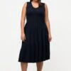 Ulla Popken Navy Sleeveless Midi Dress -Fashion Clothing Accessories Store carraig donn black sleeveless midi dress 802673
