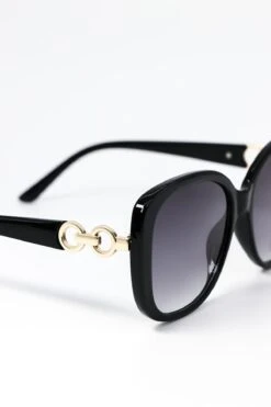 Black Sunglasses With Links Detail On Arms -Fashion Clothing Accessories Store carraig donn black sunglasses with links detail on arms 691519
