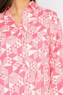 Blouse In Pink Geo Print -Fashion Clothing Accessories Store carraig donn blouse in pink geo print 672175