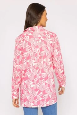 Blouse In Pink Geo Print -Fashion Clothing Accessories Store carraig donn blouse in pink geo print 822251