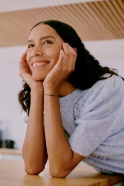 B.young Blue Bymarlotte Jumper -Fashion Clothing Accessories Store carraig donn blue bymarlotte jumper 167648