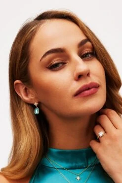 Blue Crystal Star Earrings