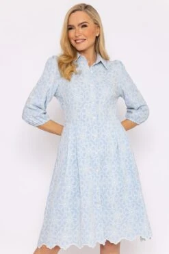 Blue Floral Embroidery Dress -Fashion Clothing Accessories Store carraig donn blue floral embroidery midi dress 998125