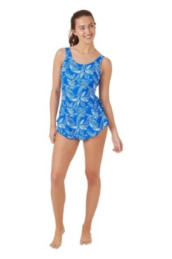 Blue Half Skirt Swimsuit