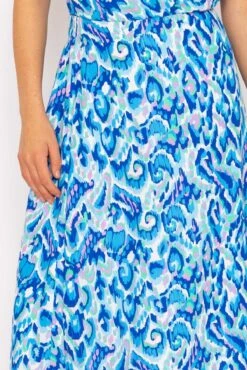 Blue Lurex Print Midi Skirt -Fashion Clothing Accessories Store carraig donn blue lurex print midi skirt 426930