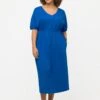 Ulla Popken Blue Short Sleeve Drawstring Waist Midi Dress -Fashion Clothing Accessories Store carraig donn blue short sleeve drawstring waist midi dress 583271