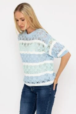 Blue Stripe Knit Jumper -Fashion Clothing Accessories Store carraig donn blue stripe knit jumper 255034