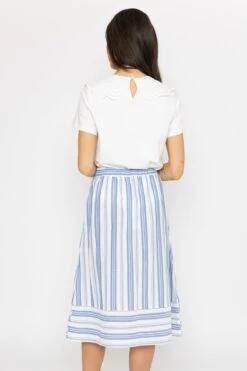 Blue Stripe Midi Skirt With Tie -Fashion Clothing Accessories Store carraig donn blue stripe midi skirt with tie 744035