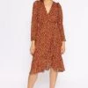 Boho Wrap Dress In Rust