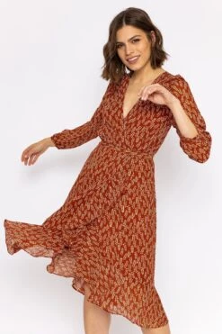 Boho Wrap Dress In Rust -Fashion Clothing Accessories Store carraig donn boho wrap dress in rust 170369