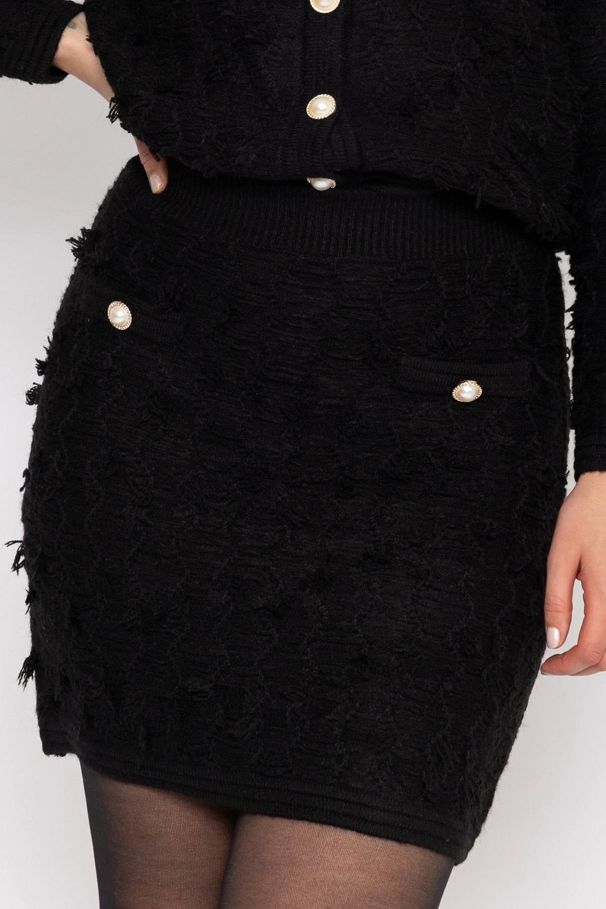 Boucle Mini Skirt In Black 4 Boucle Mini Skirt In Black - Image 2