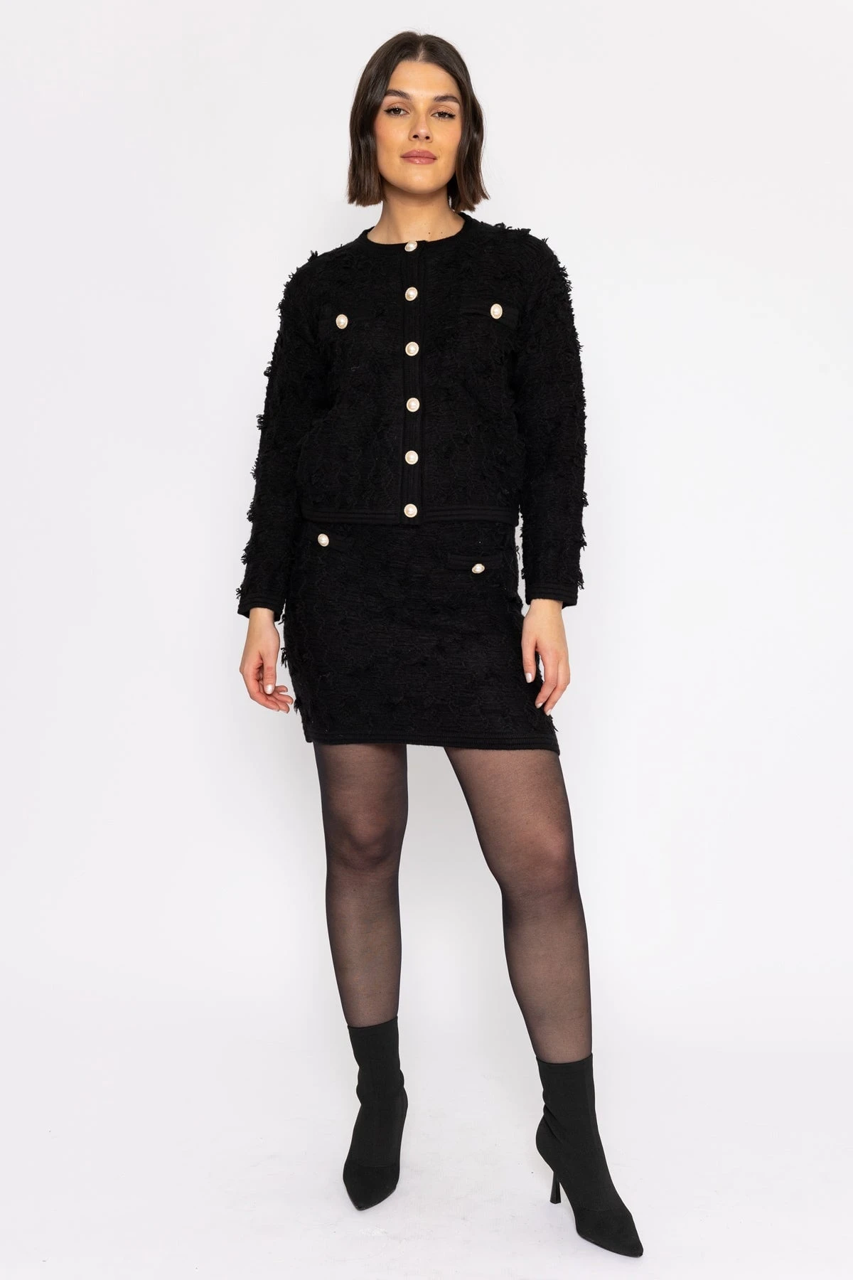 Boucle Mini Skirt In Black 5 Boucle Mini Skirt In Black - Image 3