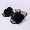 Boxed Black Animal Faux Fur Slipper