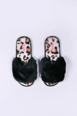 Boxed Black Animal Faux Fur Slipper -Fashion Clothing Accessories Store carraig donn boxed black animal faux fur slipper 184832