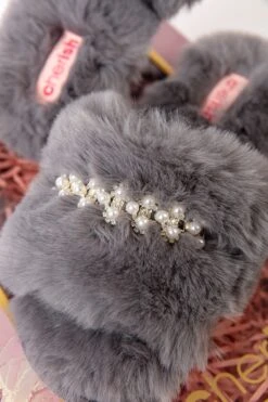 Boxed Embellished Slippers In Grey -Fashion Clothing Accessories Store carraig donn boxed embellished slippers in grey 248432