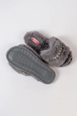 Boxed Embellished Slippers In Grey -Fashion Clothing Accessories Store carraig donn boxed embellished slippers in grey 302812