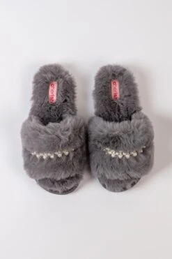 Boxed Embellished Slippers In Grey -Fashion Clothing Accessories Store carraig donn boxed embellished slippers in grey 453909