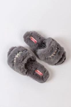 Boxed Embellished Slippers In Grey -Fashion Clothing Accessories Store carraig donn boxed embellished slippers in grey 589429